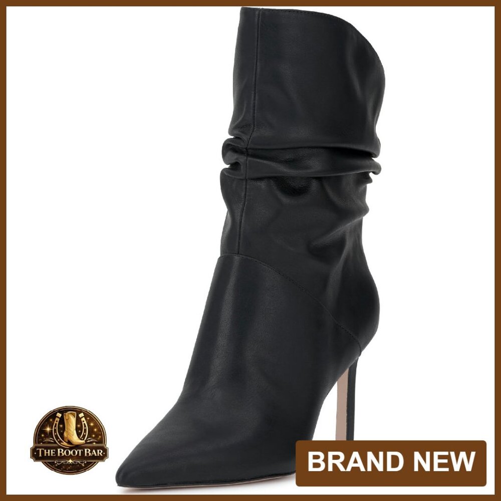 Women's Mid-Calf Stiletto Boots Pull On Slouchy Heel Size Available